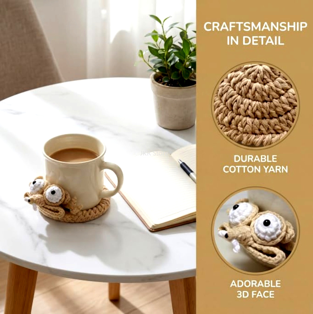 Coffee Tea Station - Alas Cangkir Rajut Hewan, Alas Kopi
