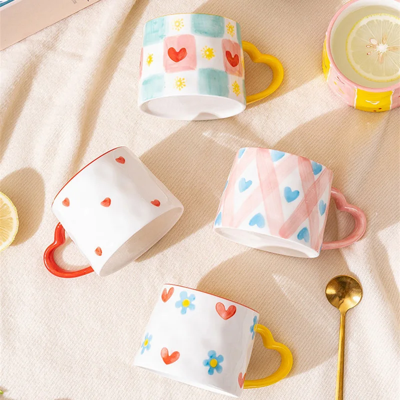 Coffee Tea Love - Cangkir keramik kreatif lucu dilukis tangan
