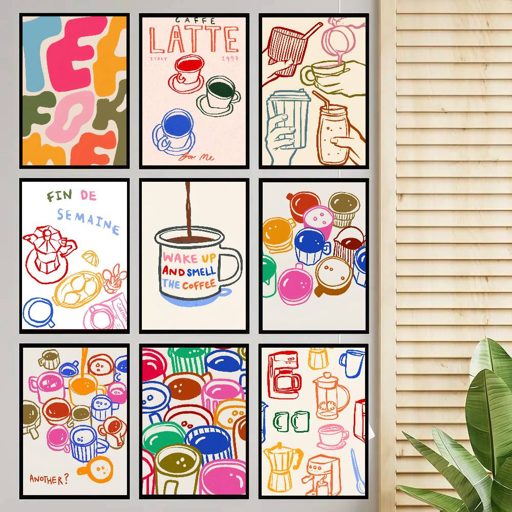 Wallpaper Coffee And Tea - Poster Teh Kopi Latte Dapur Retro