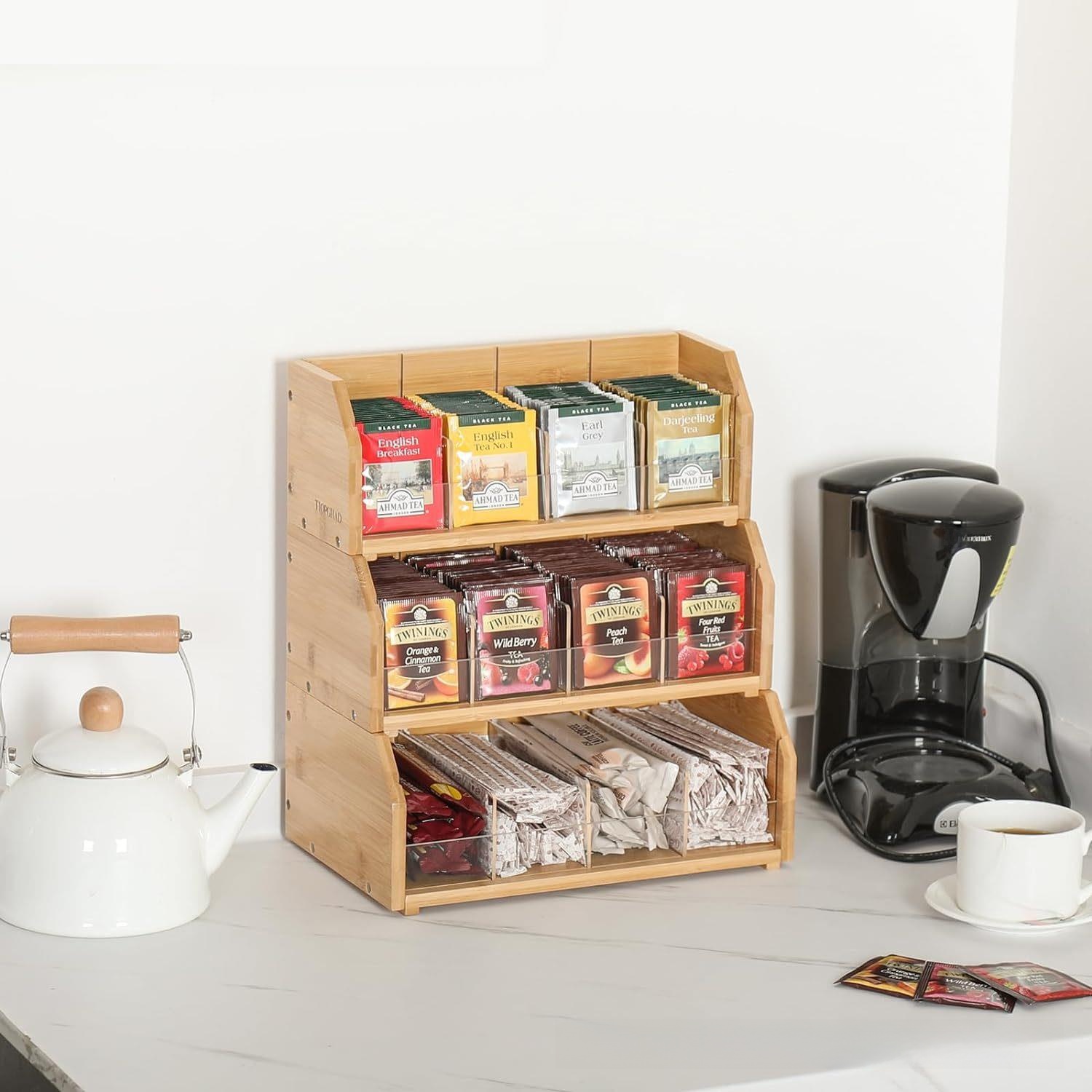 Coffee Tea Station - Kotak Penyimpanan Kantong Teh Bambu Rak