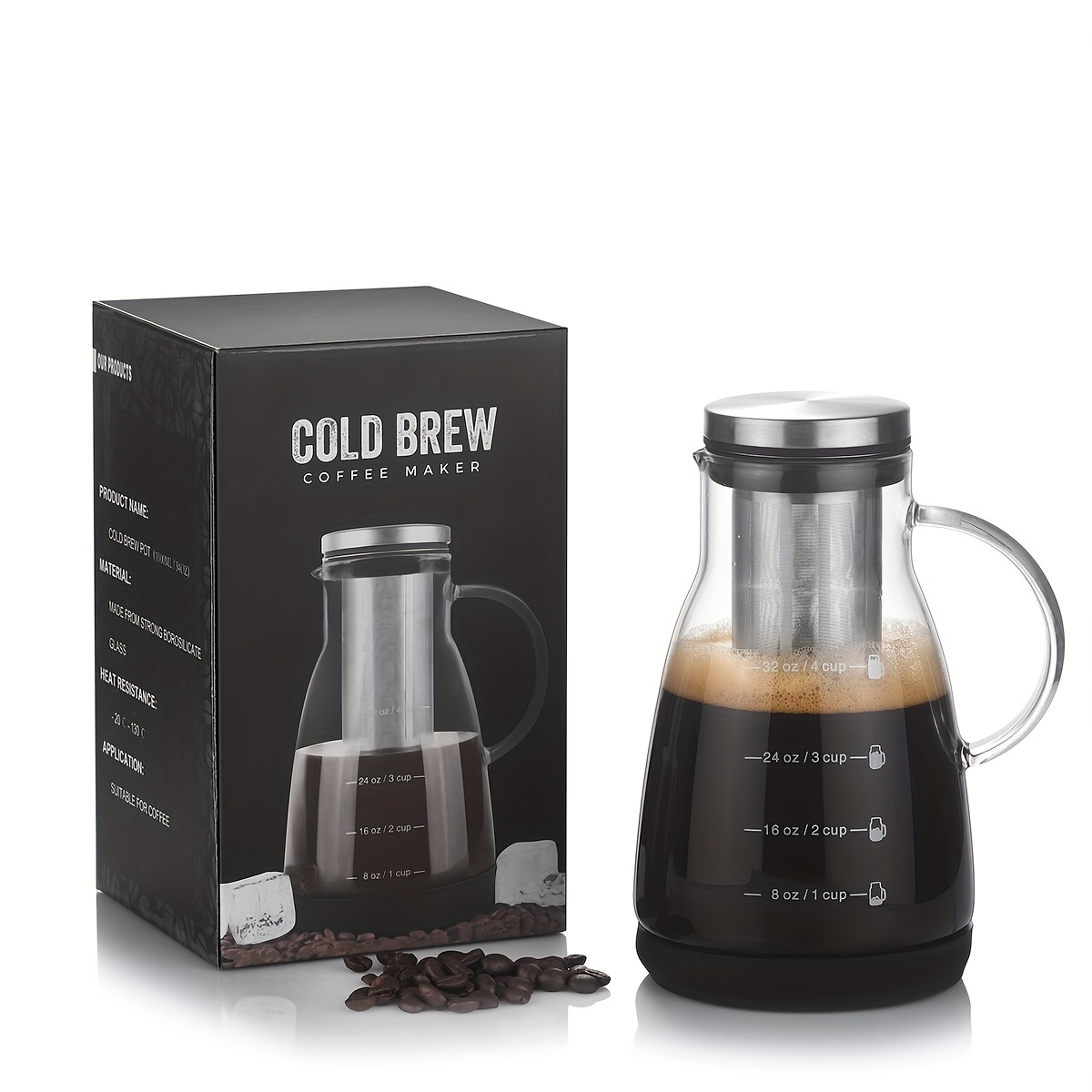 Juice Tea Coffee - Pitcher Kopi Dingin Klasik 24oz, Pembuat