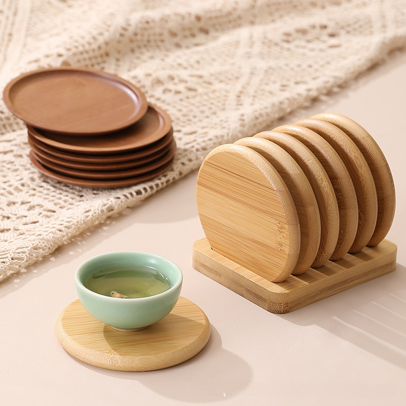 Coaster bulat bambu Anti melep - Coffee Tea Place ulasan dan harga