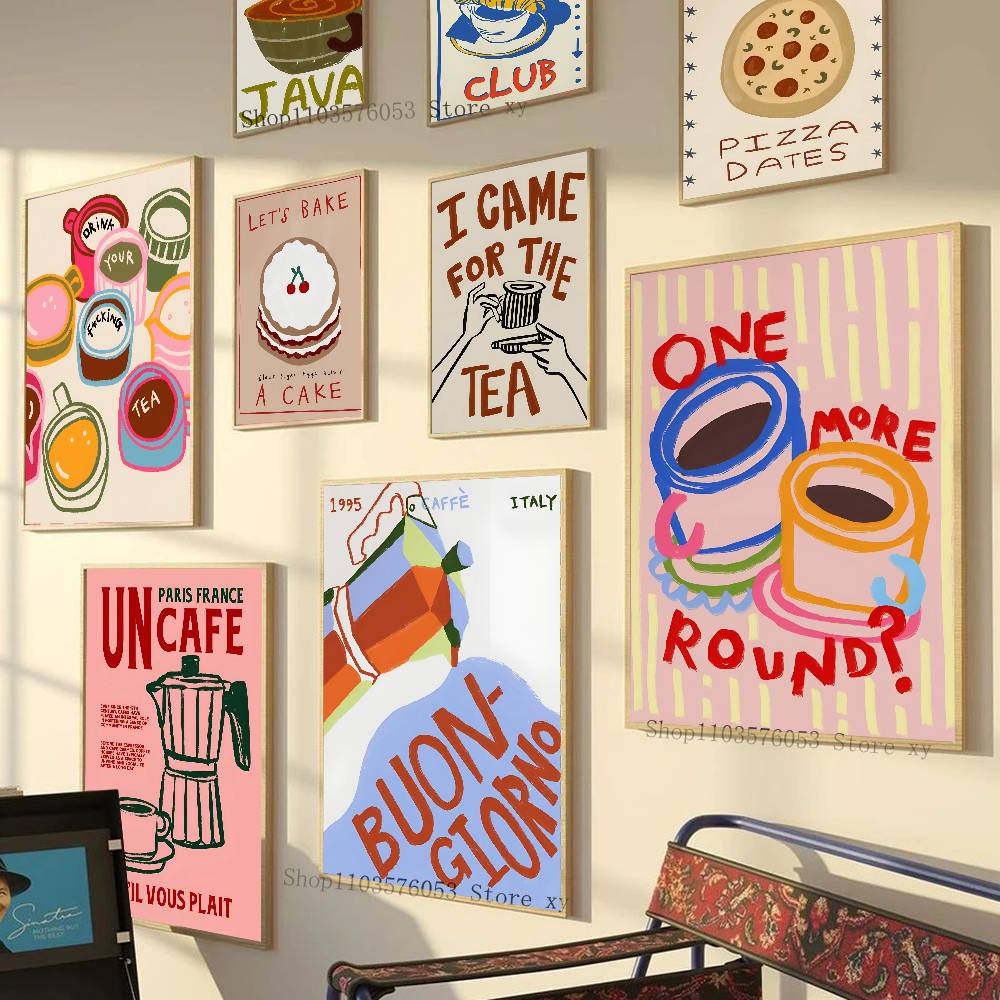 Poster Warna-warni Croissant T - Wallpaper Coffee And Tea ulasan dan harga