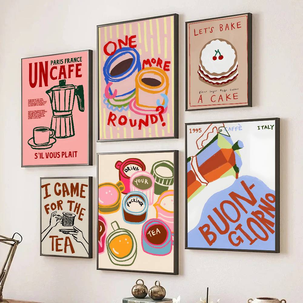 Poster Warna-warni Croissant T - Wallpaper Coffee And Tea ulasan dan harga