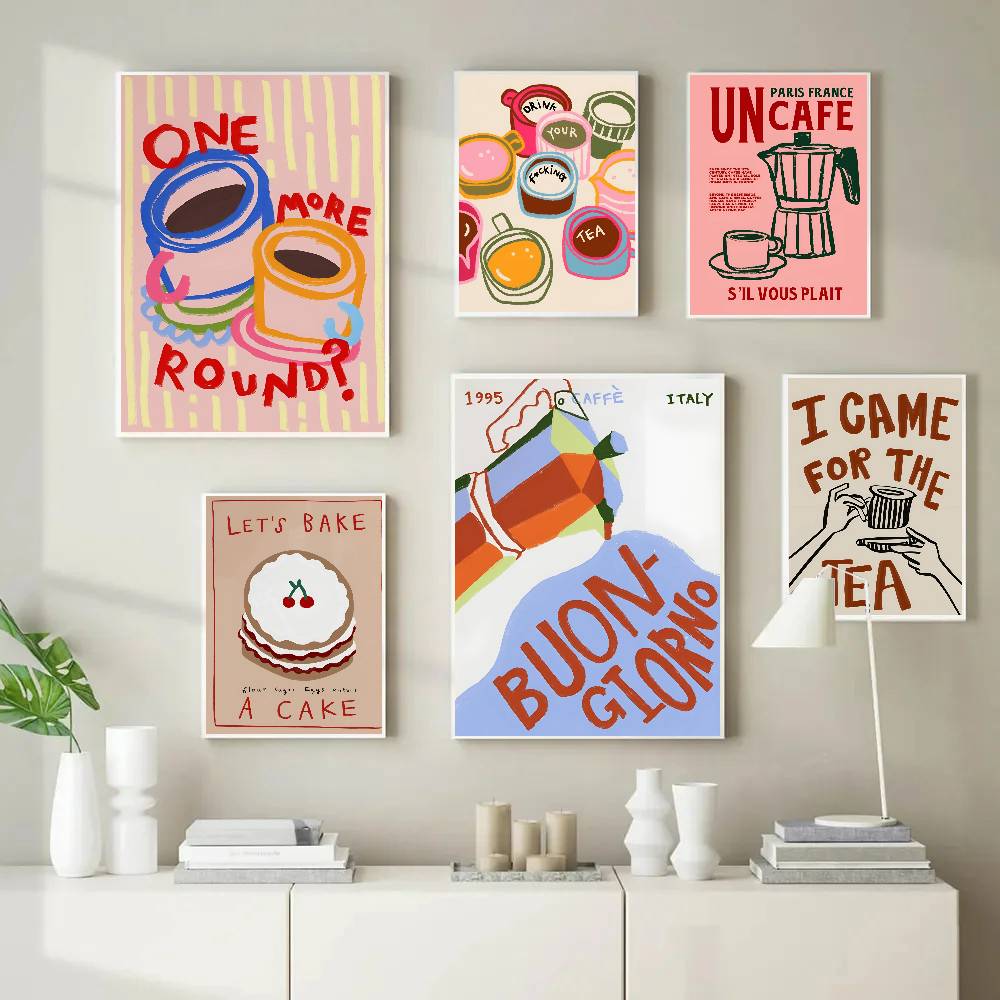 Poster Warna-warni Croissant T - Wallpaper Coffee And Tea ulasan dan harga